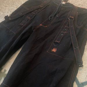 vision street wear size 36 tall black gothic punk chain pants. 100%cotton,